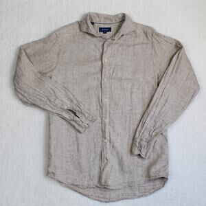 Eton Linen Shirt Mens Medium 40 Beige Slim Fit Button Up Long Sleeve